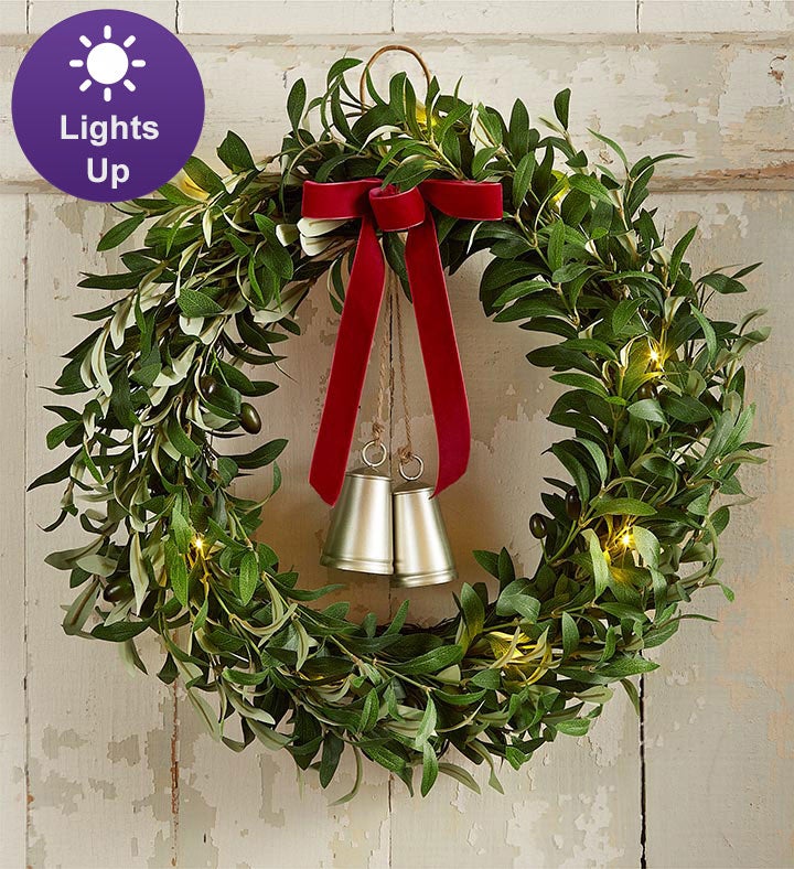 Country Bells Wreath With Lights   20"